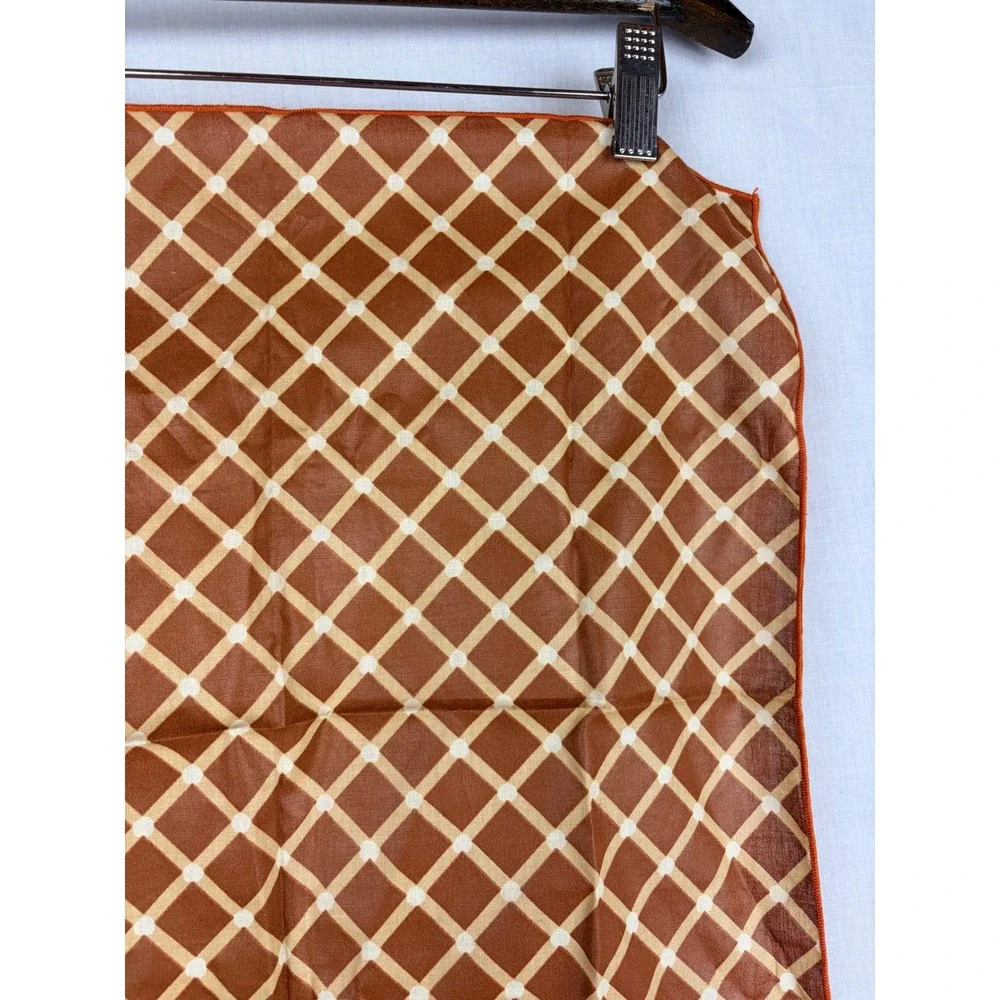 Set of 4 Terracotta Brown Lattice Print Cloth Napkins Autumn Harvest Table Decor